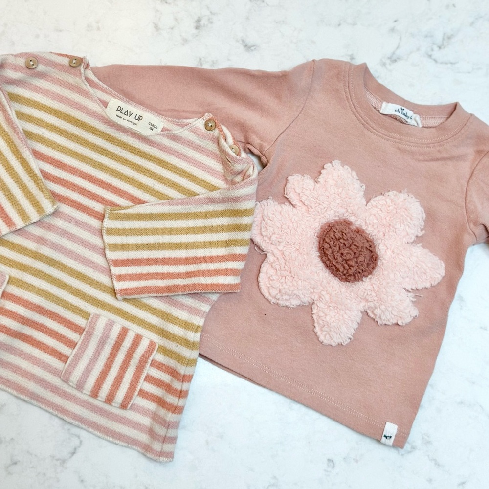 High end children’s boutique bundle 2 tops play up & oh baby brands! 3m
